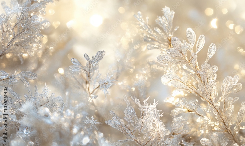 A close up of snow covered branches with a frosty look A close up of snow covered branches with a frosty look