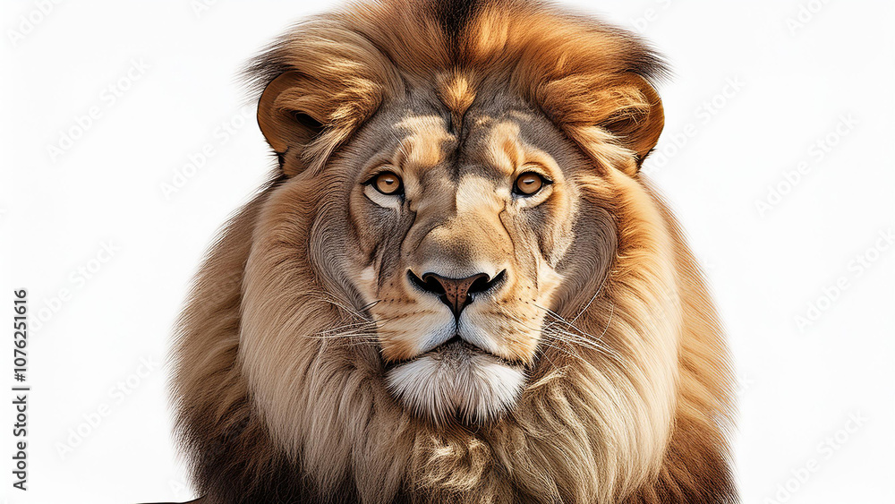 Fototapeta premium A close up of a lion on a white background. PNG transparent.