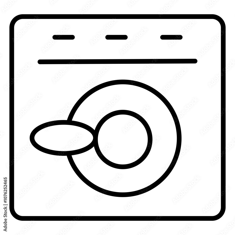 Minimalistic line art icon representing a washable. Simple, modern design with a clean aesthetic, perfect for indicating care instructions in product packaging or branding.
