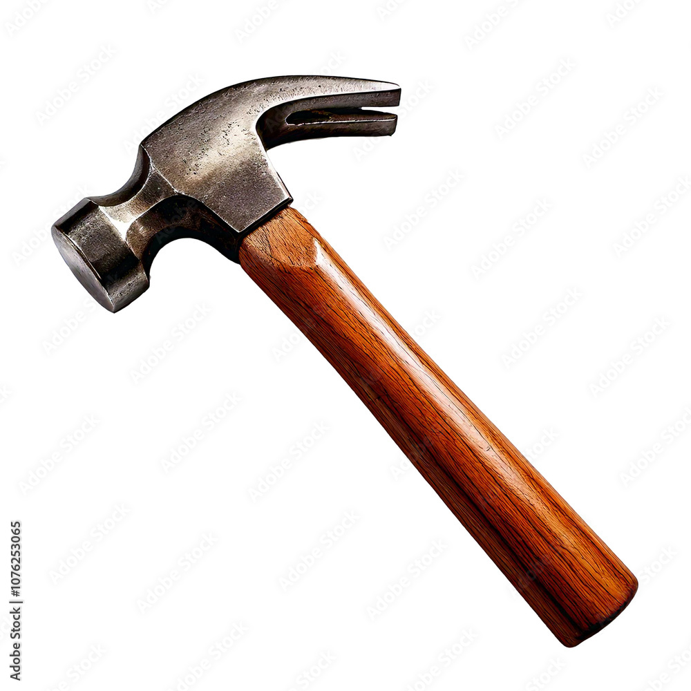 Classic Carpenter’s Hammer with Metal Head and Wooden Handle, Isolated on White Background with Subtle Shadows Classic Carpenter’s Hammer with Metal Head and Wooden Handle, Isolated on White Background with Subtle Shadows