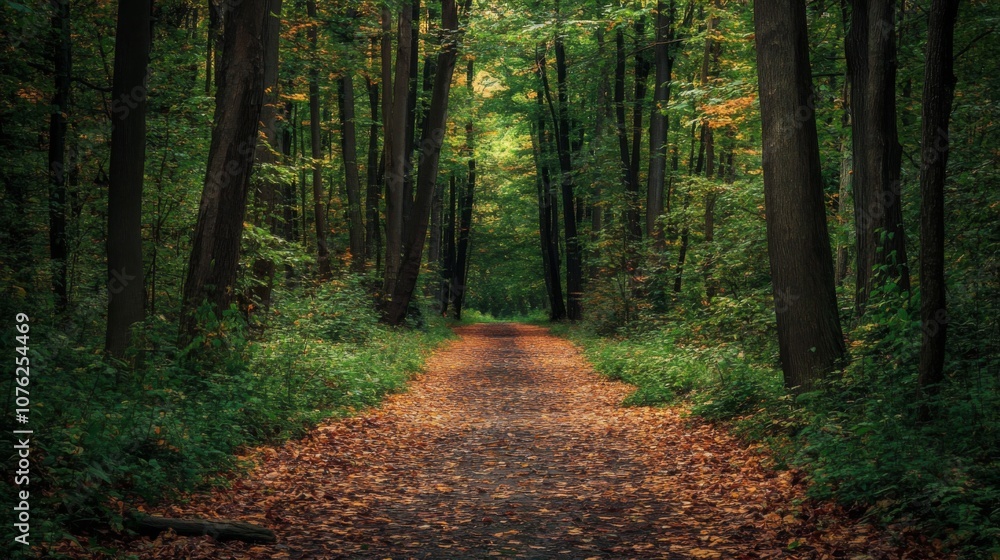 Obraz premium A Path Through an Autumnal Forest