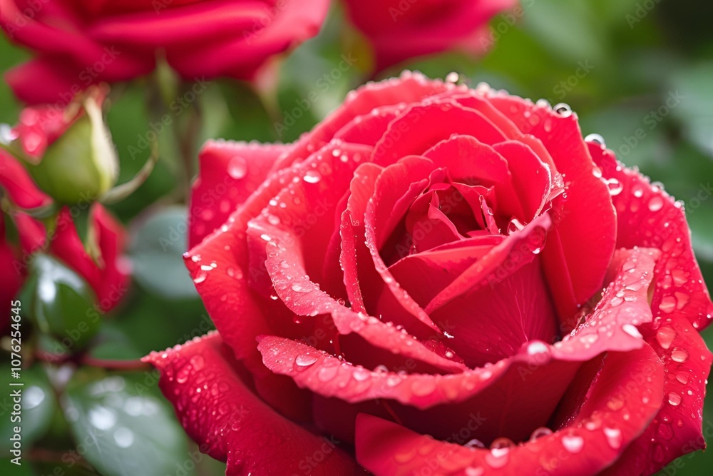 Red rose with drops of water Red rose with drops of water