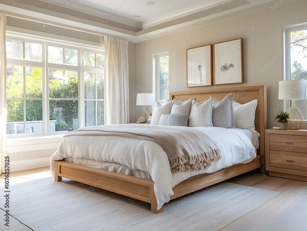Serene Morning: A Cozy and Minimalist Bedroom Bathed in Warm Sunlight Serene Morning: A Cozy and Minimalist Bedroom Bathed in Warm Sunlight