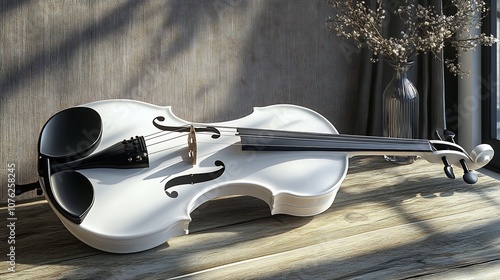 White Violin on Wooden Surface photo