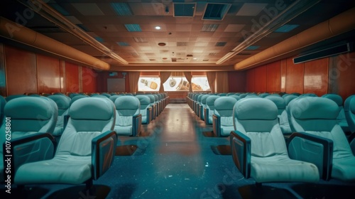 empty cinema hall with medical mask on chair pandemic industry crisis concept8k photography, ultra HD,and showcasing the natural colors --chaos 1 --ar 16:9 --v 5.1 Job ID: 02fa64b6-d3fa-4e