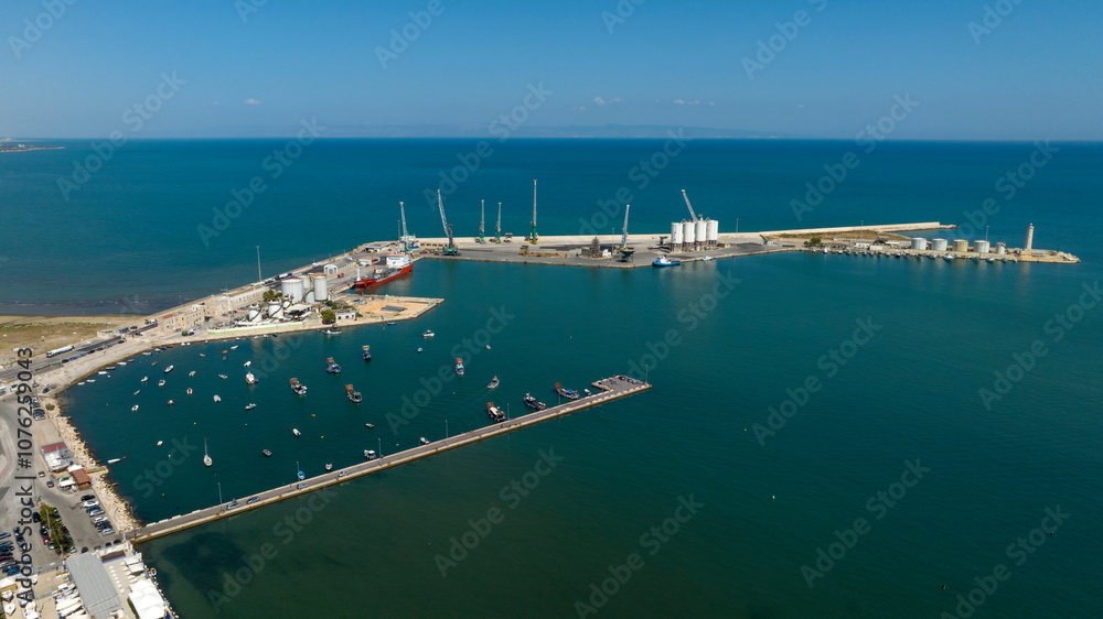 Aerial view of the port of Barletta, Puglia, Italy. It is a seaport on the Mediterranean Sea. Aerial view of the port of Barletta, Puglia, Italy. It is a seaport on the Mediterranean Sea.