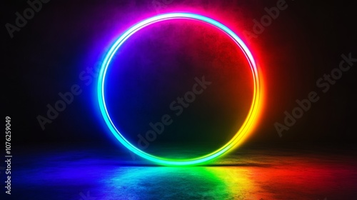 A vibrant, colorful circle of neon light, perfect for a dynamic video background.