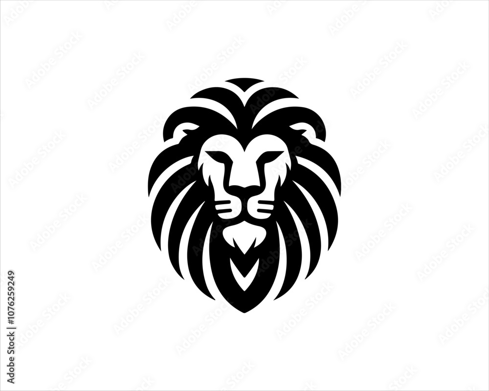 Obraz premium Lion head logo icon vector. Silhouette simple. Flat style lion. Lion face logo design template. Vector illustration Animal Logotype concept. 