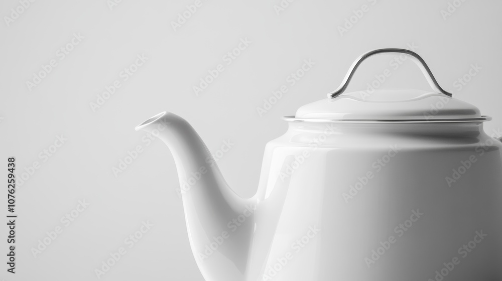 A white kettle, shown close-up, stands out against a plain white background. A white kettle, shown close-up, stands out against a plain white background.
