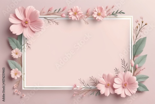 pastel color flower frame, floral design, flower border