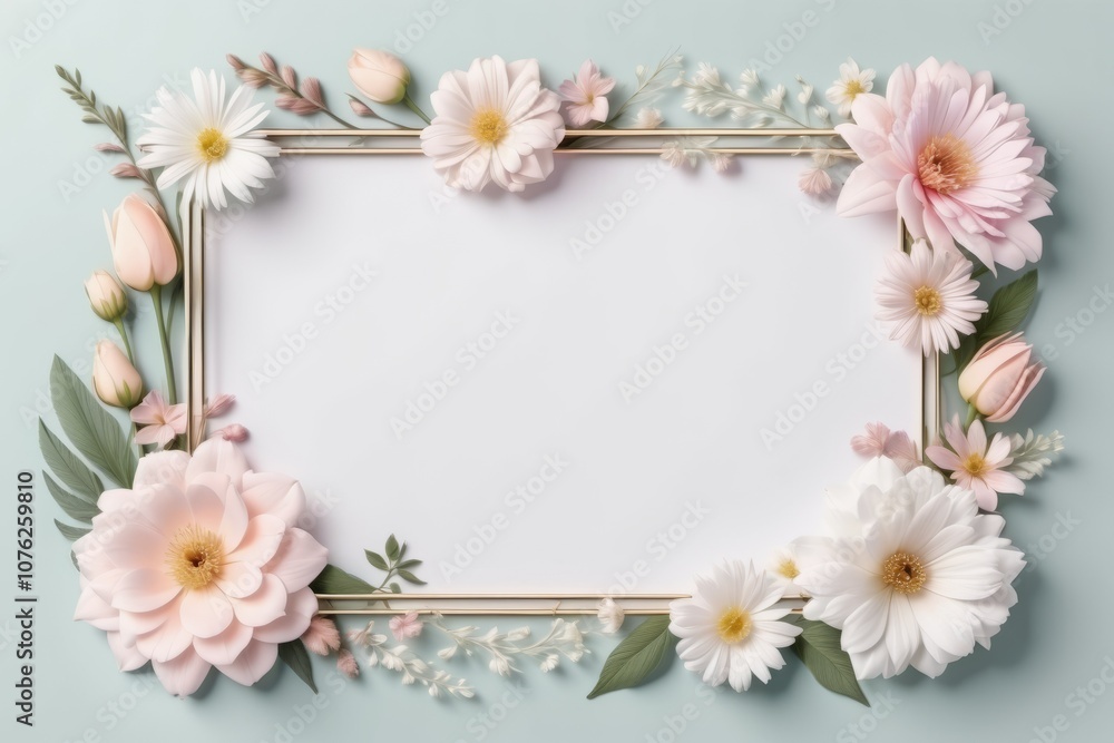 Floral frame with flowers, blue design Floral frame with flowers, blue design
