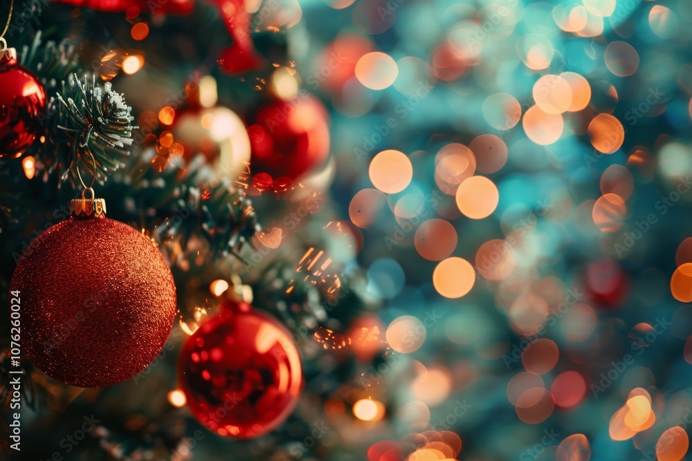 A beautifully decorated Christmas tree adorned with shimmering ornaments and warm lights, creating a festive atmosphere for the holiday season A beautifully decorated Christmas tree adorned with shimmering ornaments and warm lights, creating a festive atmosphere for the holiday season