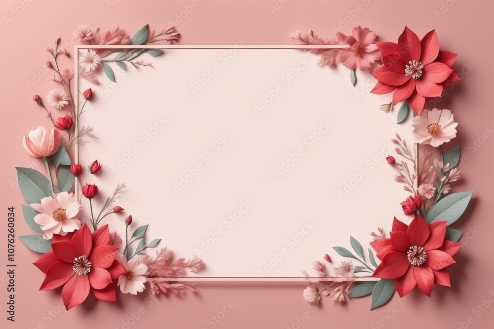 Floral frame with flowers, pink design Floral frame with flowers, pink design