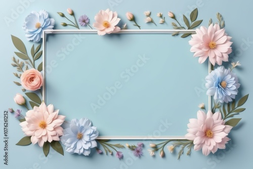 Floral frame with flowers, purple design