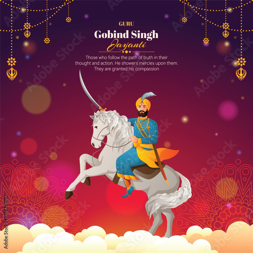 guru gobind singh jayanti background with gradient color concept