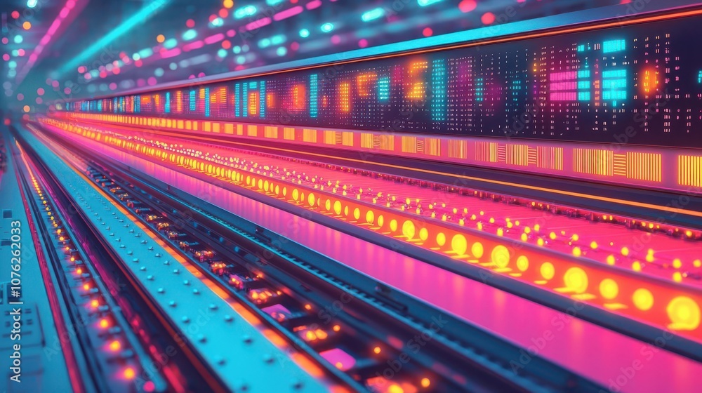 Vibrant abstract lights and patterns representing digital data flow in modern technology. Vibrant abstract lights and patterns representing digital data flow in modern technology.