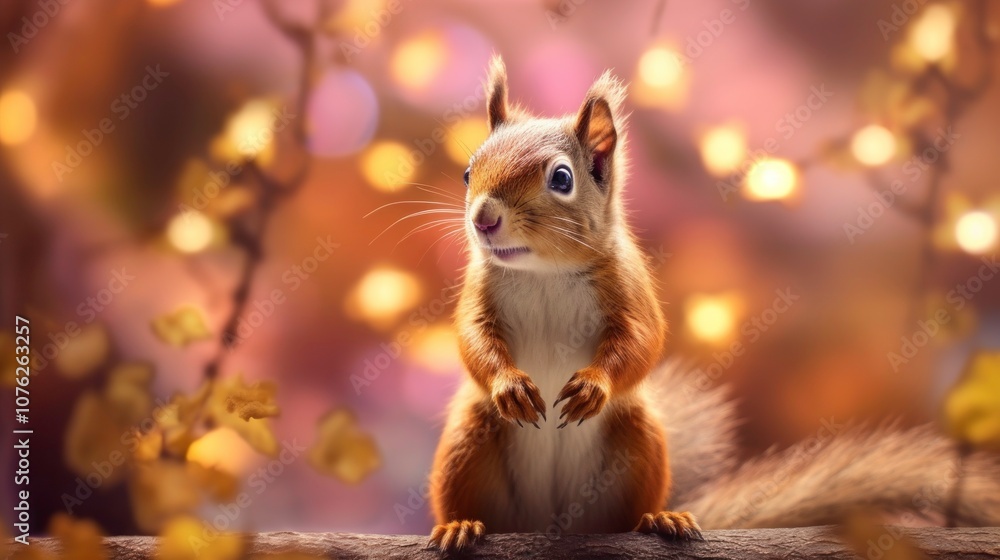 Curious Squirrel in a Golden Autumn Forest Curious Squirrel in a Golden Autumn Forest