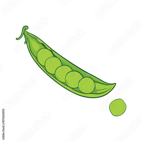 Vector Cartoon Green Peas Pod illustration