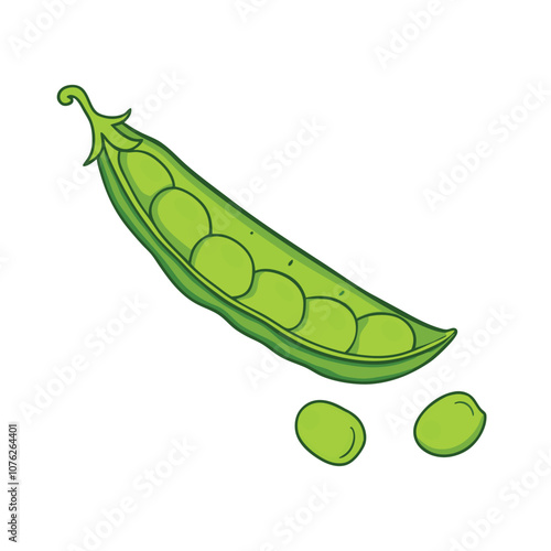 Vector Cartoon Green Peas Pod illustration