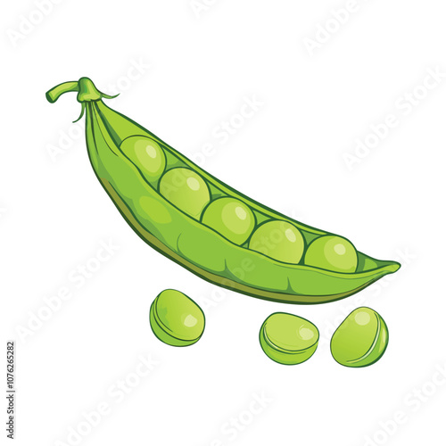 Vector Cartoon Green Peas Pod illustration