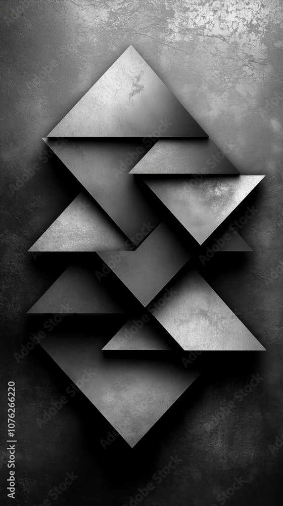 A black and white photo of three triangles. The triangles are arranged in a way that they appear to be overlapping each other. The photo has a minimalist and modern feel to it A black and white photo of three triangles. The triangles are arranged in a way that they appear to be overlapping each other. The photo has a minimalist and modern feel to it