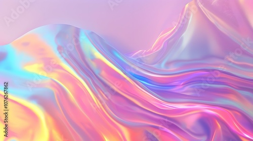 Wallpaper Mural Abstract fluid iridescent holographic curved wave in motion colorful gradient design on black background Torontodigital.ca