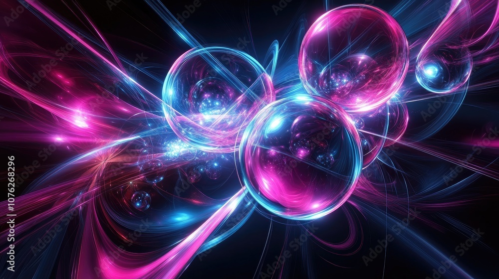 3D wallpaper with glowing spheres and intersecting lines, creating a dynamic, high-tech aesthetic 3D wallpaper with glowing spheres and intersecting lines, creating a dynamic, high-tech aesthetic