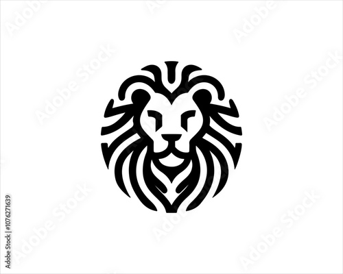 Lion head logo icon vector. Silhouette simple. Flat style lion. Lion face logo design template. Vector illustration Animal Logotype concept. 