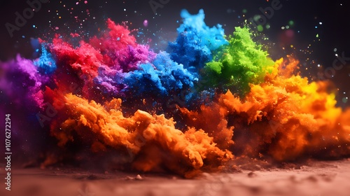 Abstract Colorful Powder Explosion. photo art for presentation and wallpaper