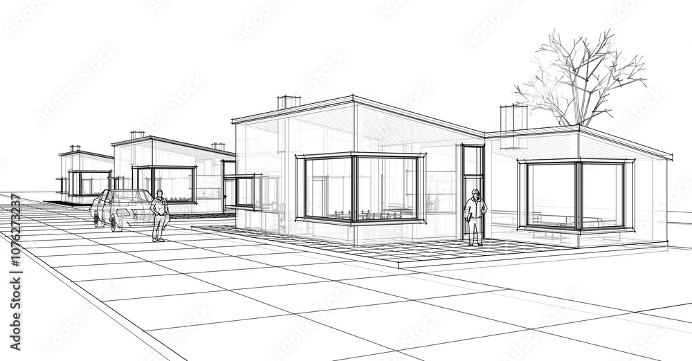 townhouse architectural sketch 3d illustration
townhouse architectural sketch 3d illustration