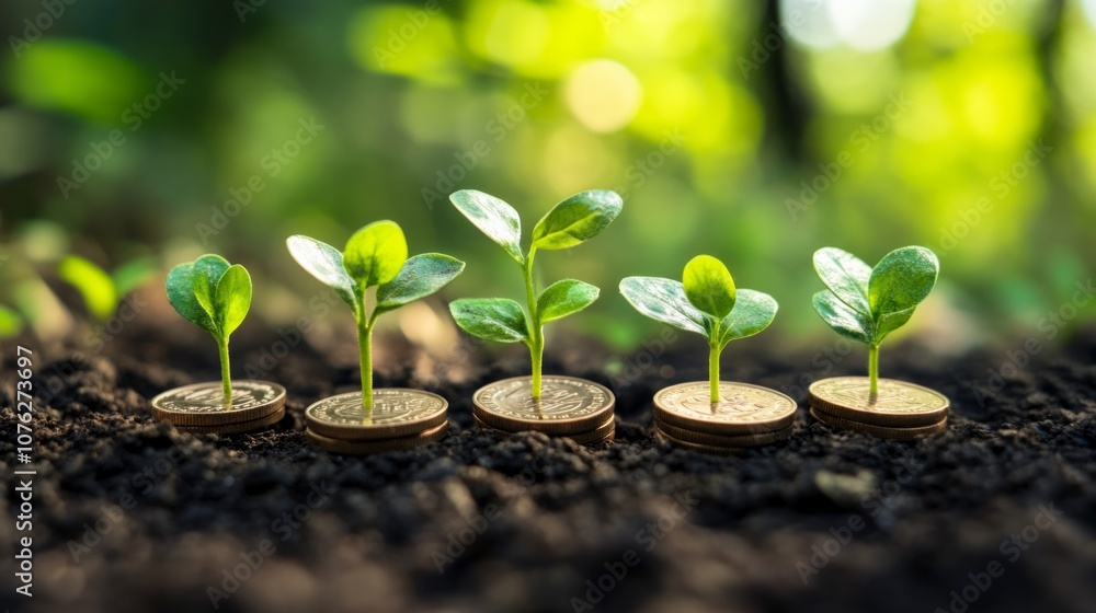plant sprouting from the soil and metal coin
plant sprouting from the soil and metal coin