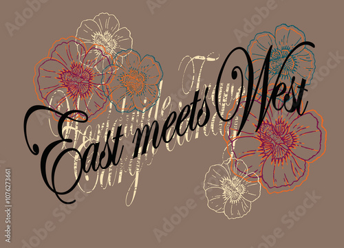 Slogan design prints with floral 