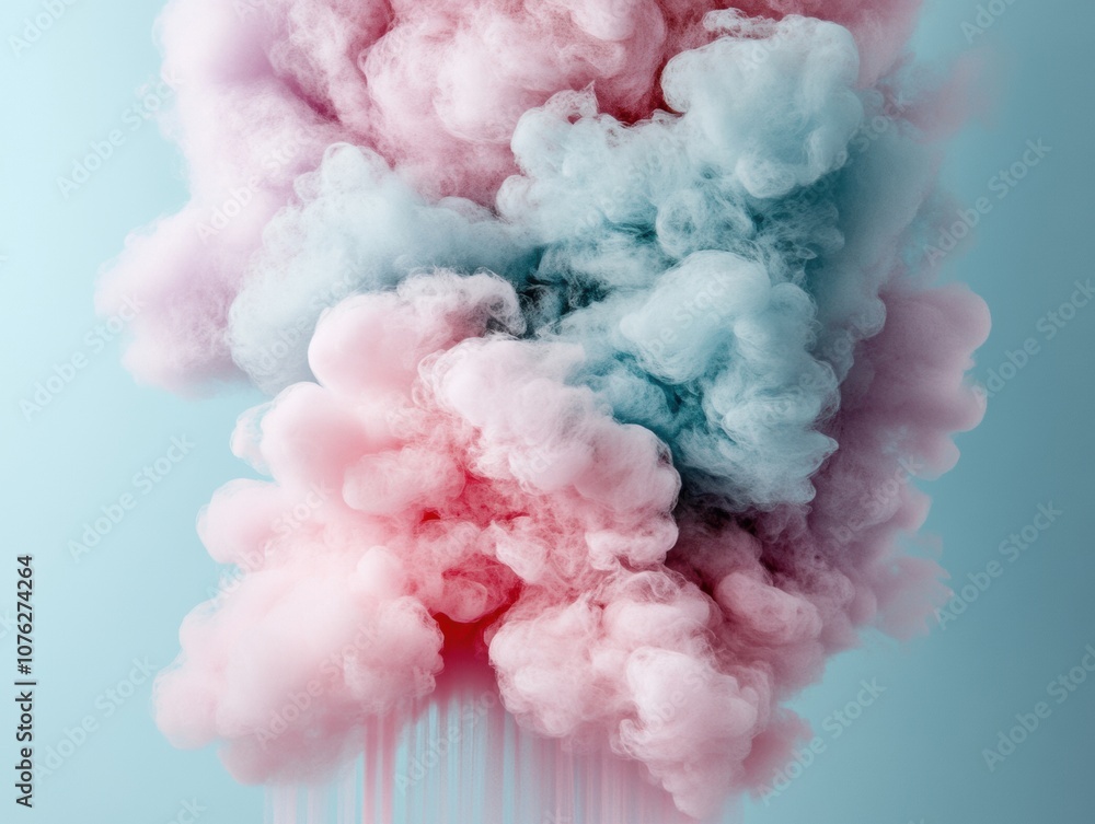 A colorful cloud of smoke with pink and blue swirls A colorful cloud of smoke with pink and blue swirls