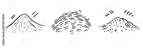 Modern Illustration of Powder Pile Icons, Seeds Silhouette, Dirt Heap Symbol, Dust Heap, Compost Pile, Gravel, Sand, Powder Pile.