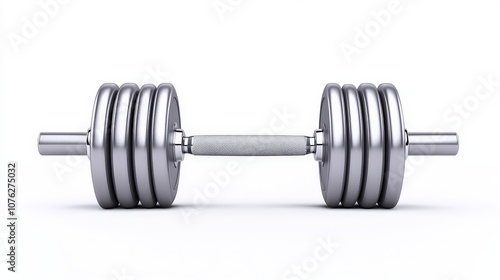 Silver Dumbbell Isolated on White Background