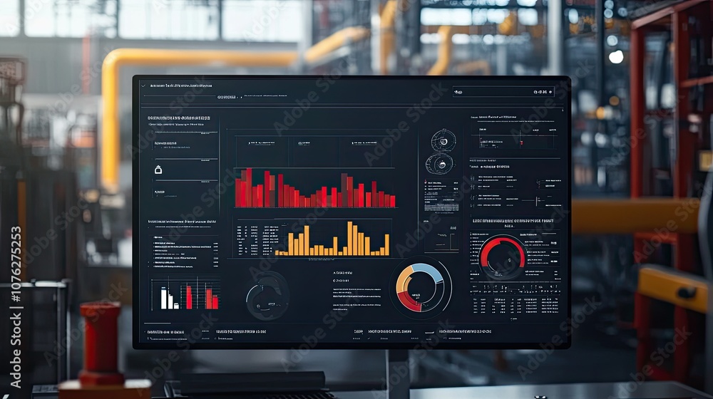 Industrial Data Visualization on Monitor Display Industrial Data Visualization on Monitor Display