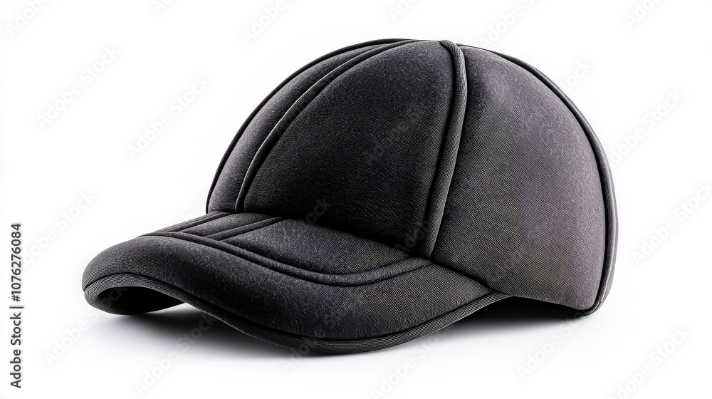 Black Padded Baseball Cap Isolated on White Background Black Padded Baseball Cap Isolated on White Background