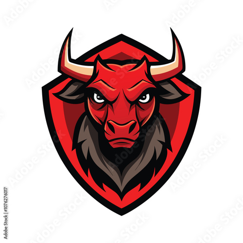 Red Bull Head Vector Illustration - Fierce and Powerful Silhouette Design with Bold Horns for Rustic, Western, and Energetic Branding