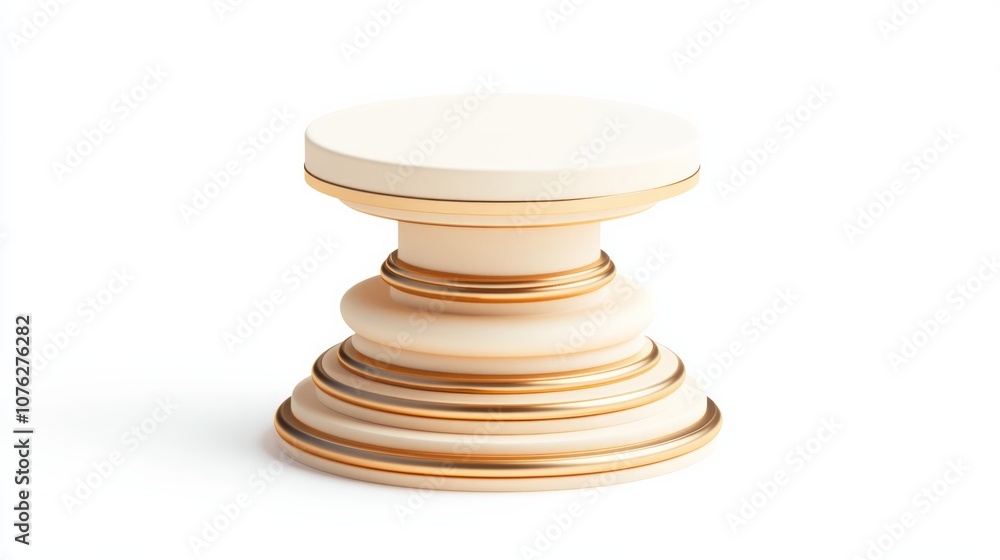 3D round rendering icon of a podium, in center, in white background, 3D round rendering icon of a podium, in center, in white background,