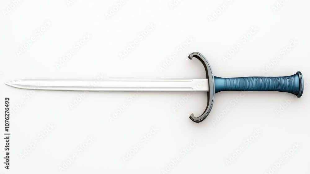 Medieval Curved Guard Fencing Sword Isolated on White Background Medieval Curved Guard Fencing Sword Isolated on White Background