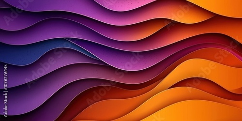 Abstract Wavy Layers of Purple, Pink, and Orange Colors photo