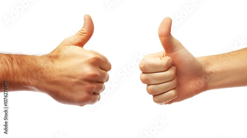 Close up view hand of boss encouraging employee by show thumb up after done good job photo