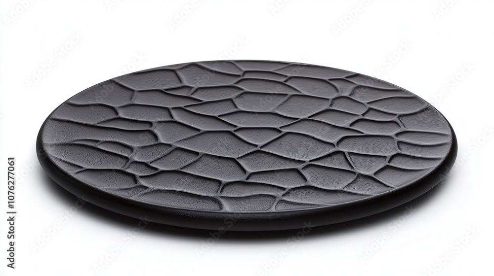 Black Round Plate with Embossed Crocodile Skin Texture for Table Setting Black Round Plate with Embossed Crocodile Skin Texture for Table Setting