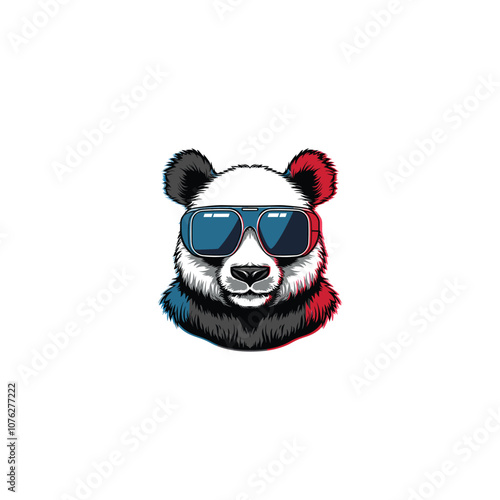 Panda using virtual glasses logo icon design vector
