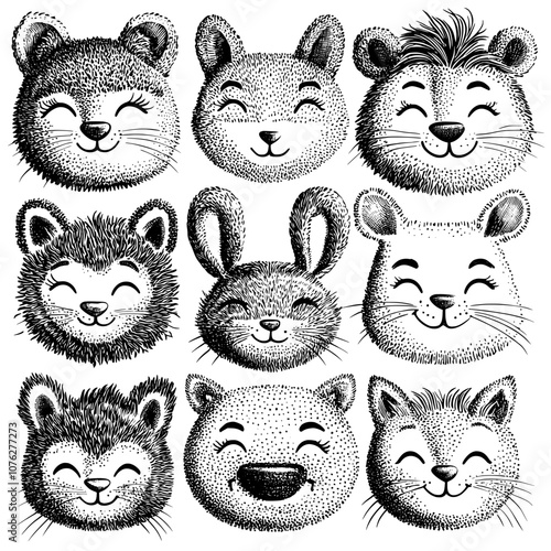 A mobile video chat with cartoon animals masks isolated against a modern background