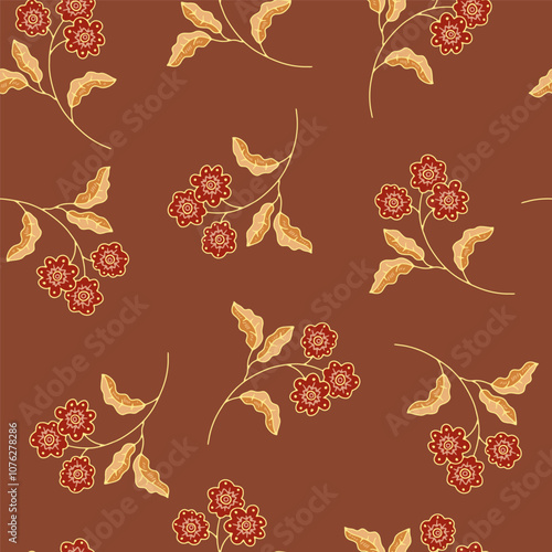 Classic Red and Brown Floral Pattern