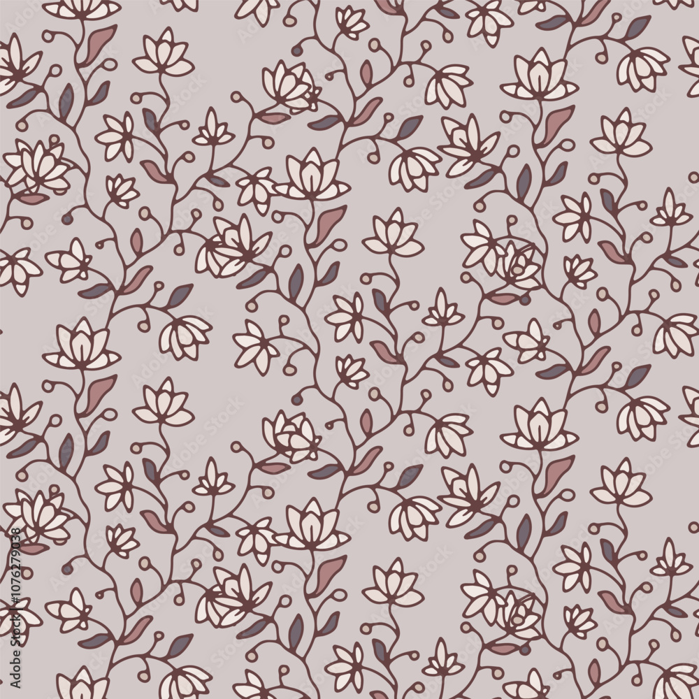 Delicate HandDrawn Floral Seamless Pattern Delicate HandDrawn Floral Seamless Pattern