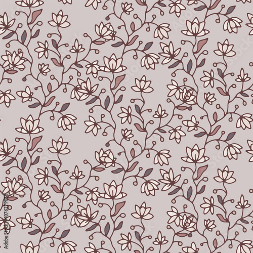 Delicate HandDrawn Floral Seamless Pattern
