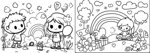 Hand-drawn contemporary kids doodle set. Drawings for children on white background. Baby shower related design elements.