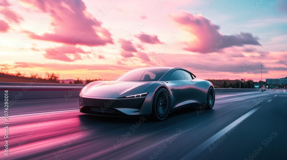 Fototapeta premium Sport Car Sunset Drive.